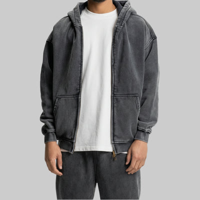 Mikkel™ | Vasket Zip Hættetrøje